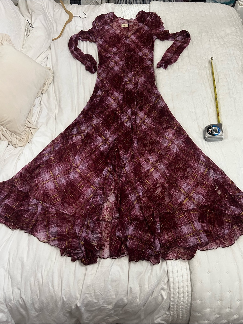 Free people Rudi tartan lace plaid maxi dress nwt large - Picture 6 of 14
